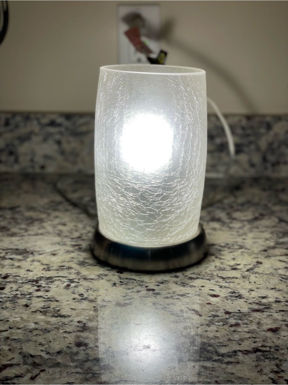 Modern Frosted Accent Table Lamp with Crackled Glass Shade & Brushed Nickel - Picture 10 of 16